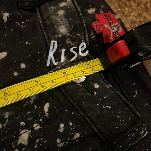 Royal Bones Distressed and Splatter Print Black Skinny Jeans - Picture 10 of 12